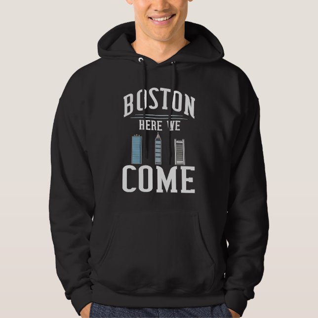 Boston Massachusetts City Skyline Map Travel Hoodie (Front)