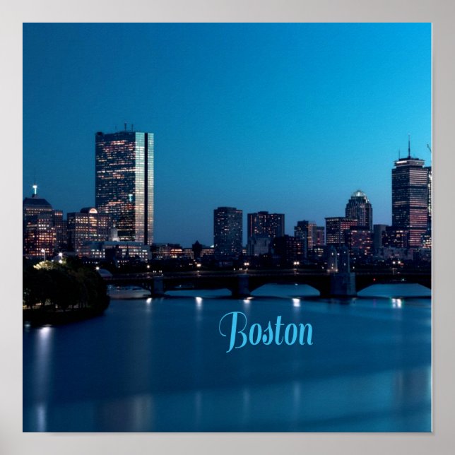 Boston Massachusetts City Skyline Poster (Front)