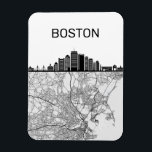 Boston Massachusetts City Skyline With Map Magnet<br><div class="desc">The city skyline of Boston,  Massachusetts including landmarks with the map of Boston underneath.</div>