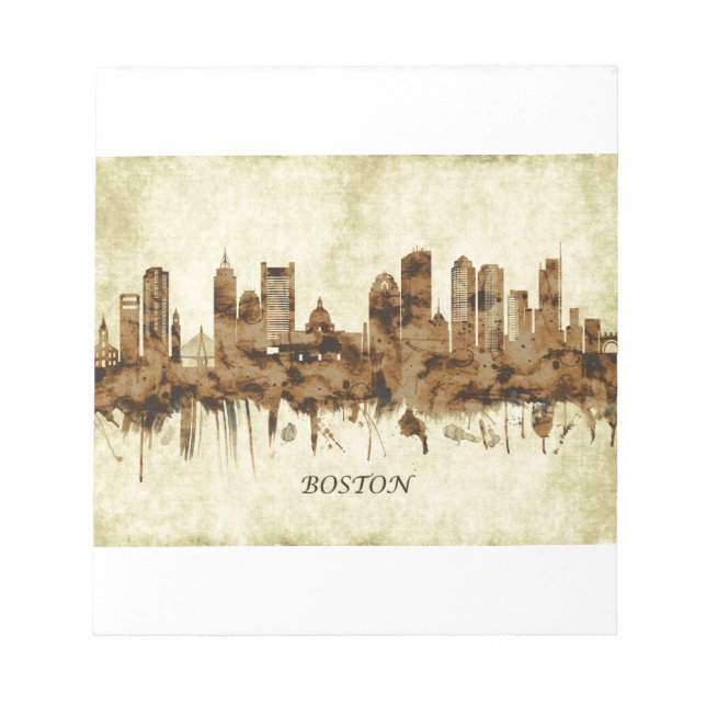 Boston Massachusetts Cityscape Notepad (Front)