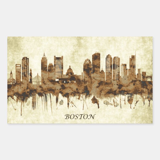 Boston Massachusetts Cityscape Sticker (Front)