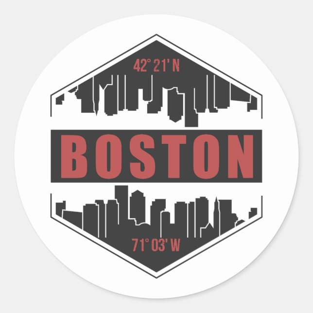 Boston Massachusetts Classic Round Sticker (Front)