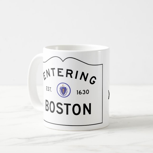 Boston Massachusetts - Coffee Mug - Roadsign (Front Left)