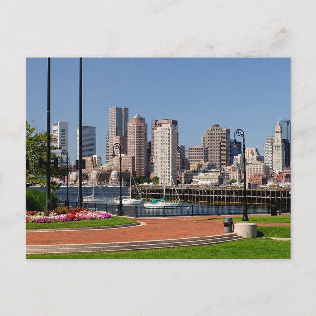 Boston Massachusetts, Harbour & Skyline  Postcard (Front)
