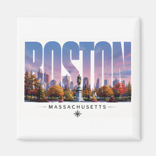Boston Massachusetts Harbour Skyline Travel Scene Magnet