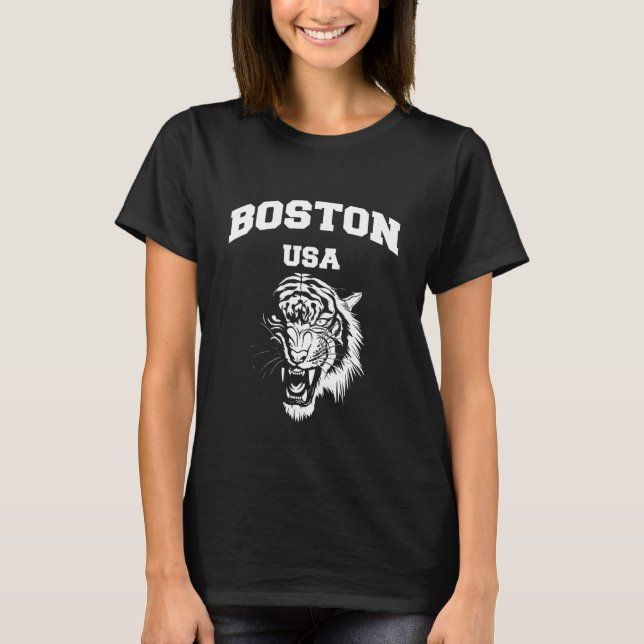 Boston Massachusetts Illustration With Wild Graphi T-Shirt (Front)