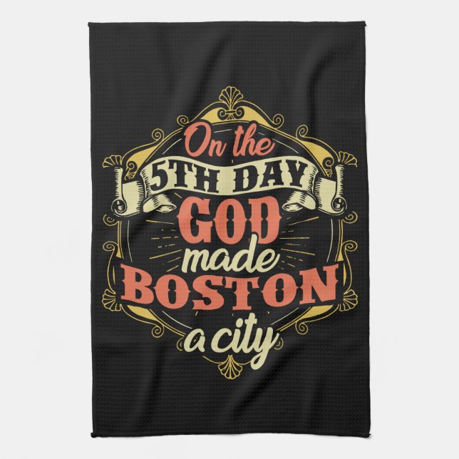 Boston Massachusetts Kitchen Towel (Vertical)