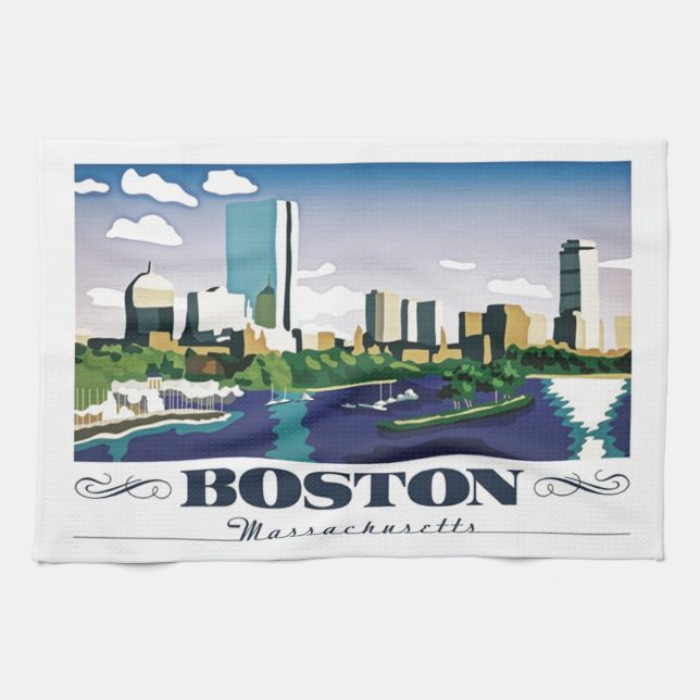 Boston, Massachusetts Kitchen Towel (Horizontal)