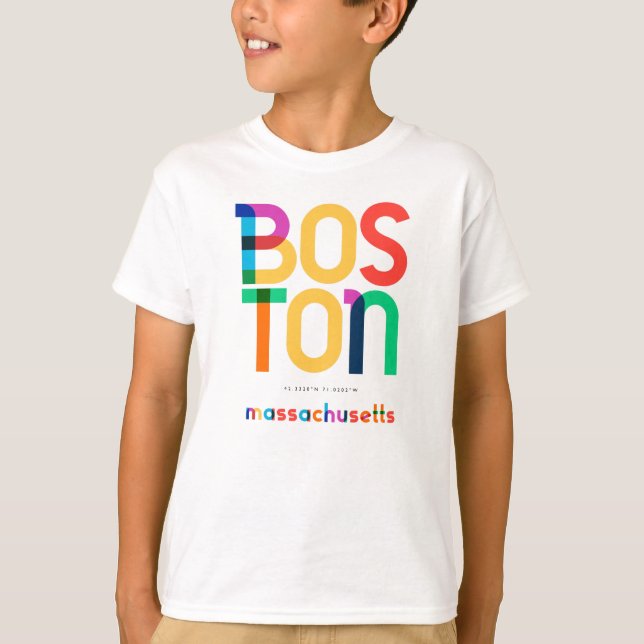 Boston Massachusetts Mid Century, Pop Art, T-Shirt (Front)