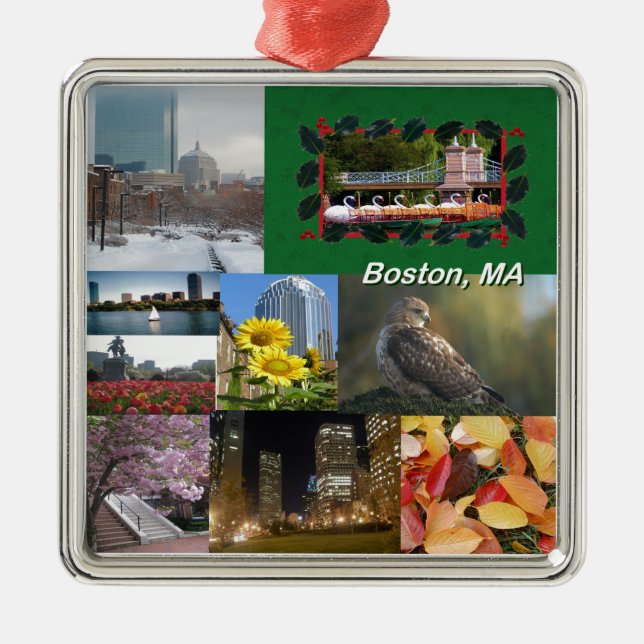 Boston, Massachusetts Photo Collage Metal Ornament (Front)