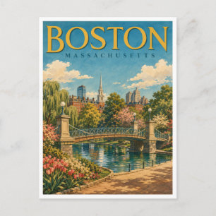 Boston Massachusetts Public Garden GeoSaga Postcard