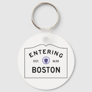 Boston Massachusetts Road Sign Keychain