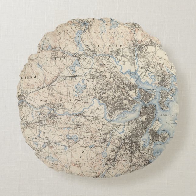 Boston, Massachusetts Round Pillow (Front)