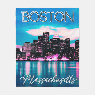 Boston Massachusetts Skyline Fleece Blanket