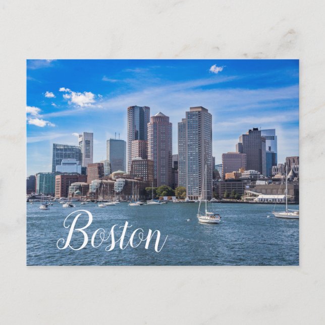 Boston Massachusetts Skyline Postcard Waterfront (Front)
