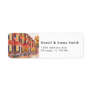 Boston Massachusetts Skyline Return Address Label