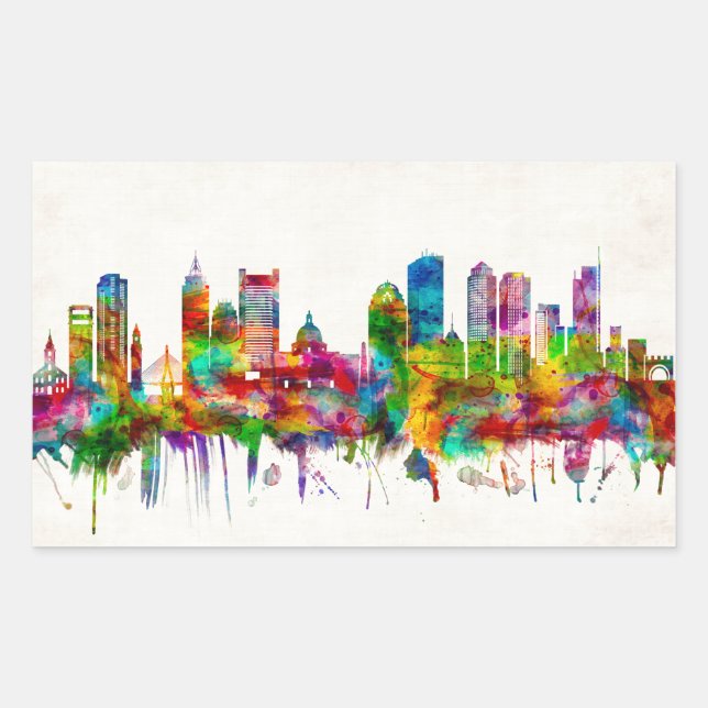 Boston Massachusetts Skyline Sticker (Front)