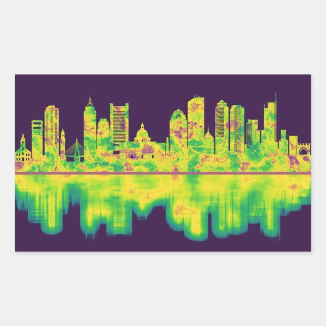 Boston Massachusetts Skyline Sticker (Front)