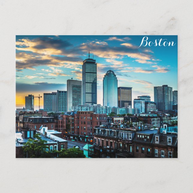 Boston Massachusetts Skyline Travel Photo Postcard (Front)