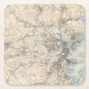 Boston, Massachusetts Square Paper Coaster