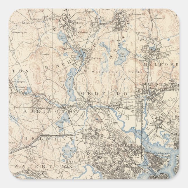 Boston, Massachusetts Square Sticker (Front)