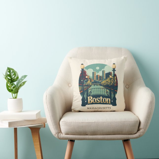 Boston Massachusetts Throw Pillow (Chair)