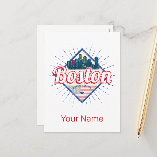 Boston Massachusetts United States Vintage USA Holiday Postcard (Front/Back In Situ)