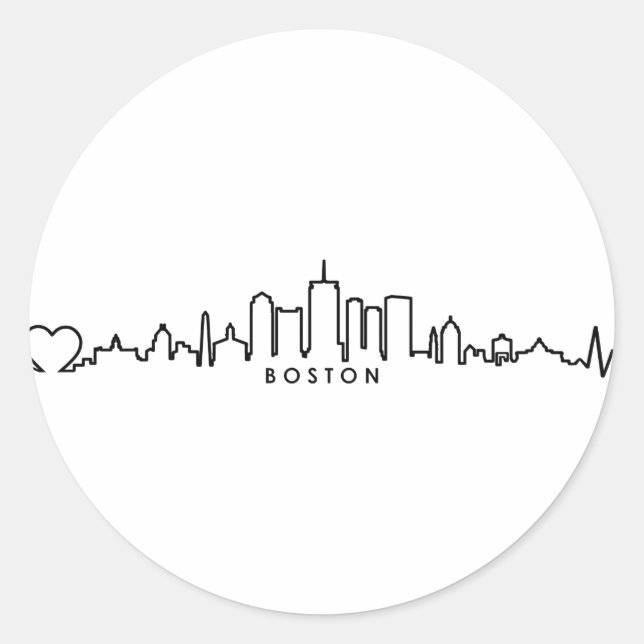 BOSTON Massachusetts USA City Skyline Silhouette Classic Round Sticker (Front)