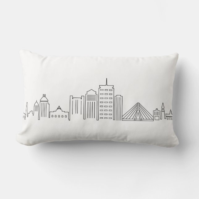 BOSTON Massachusetts USA City Skyline Silhouette Lumbar Pillow (Front)