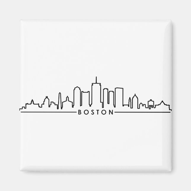 BOSTON Massachusetts USA City Skyline Silhouette Magnet (Front)