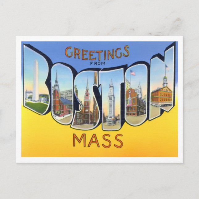 Boston, Massachusetts Vintage Big Letters Postcard (Front)