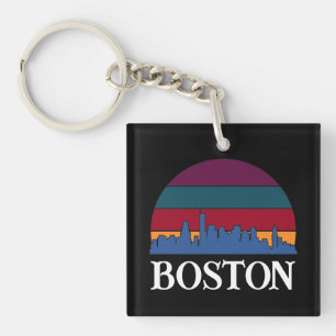 Boston Massachusetts Vintage Cityscape Keychain