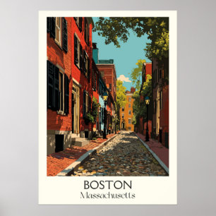 Boston Massachusetts Vintage Historic Street Art Poster