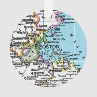 Boston, Massachusetts Vintage Map Ornament