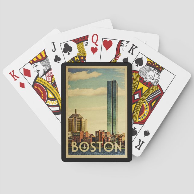 Boston Massachusetts Vintage Travel Playing Cards (Back)