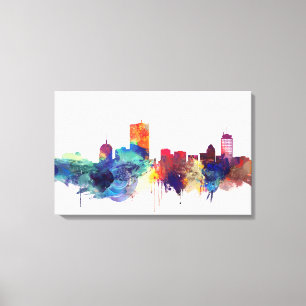 Boston, Massachusetts Watercolor Cityscape Canvas Print