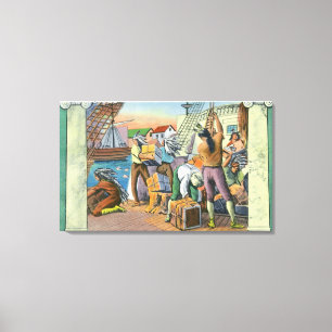 Boston, MassachusettsBoston Tea Party Scene Canvas Print
