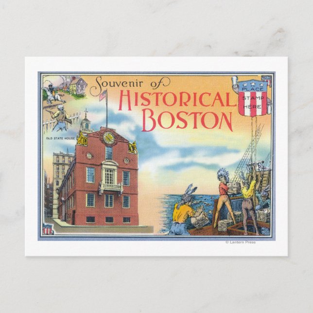 Boston, MassachusettsHistorical Boston Scenes Postcard (Front)