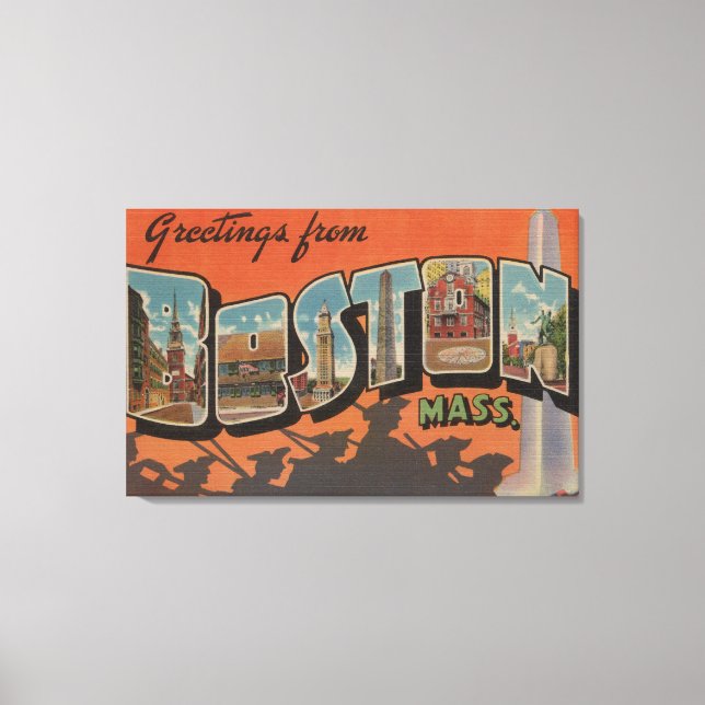 Boston, MassachusettsLarge Letter Scenes 2 Canvas Print (Front)