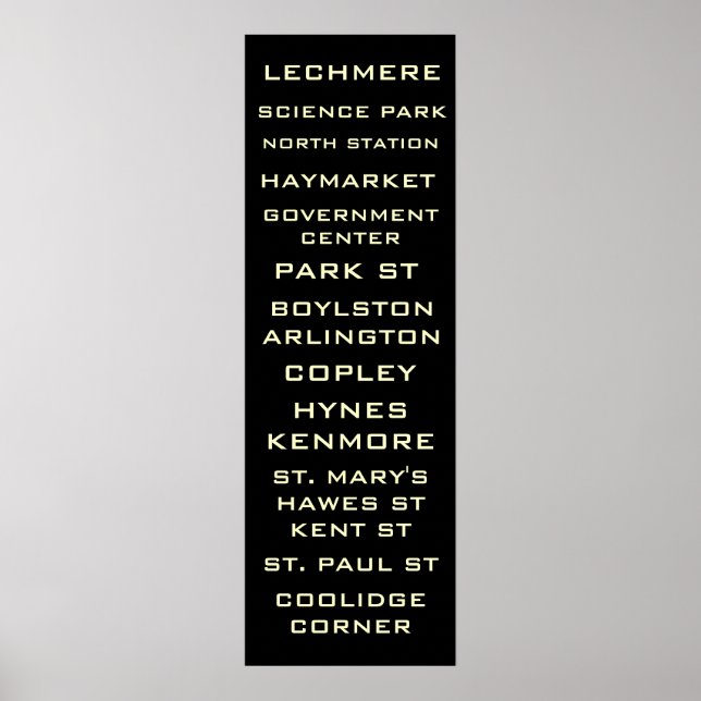 Boston Metro Subway Sign Art - Green Line (Front)