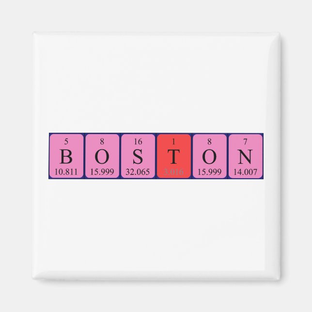 Boston periodic table name magnet (Front)