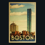 Boston Poster Vintage Travel Poster Harbour Skylin<br><div class="desc">A Boston poster for the retro lovers out there. This Boston vintage travel poster features the Boston harbour with skyline. Great Boston gift for those who feel at home in Boston,  Massachusetts or if you're wanting a souvenir or travel memento.</div>