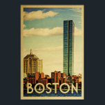 Boston Poster Vintage Travel Poster Harbour Skylin<br><div class="desc">A Boston poster for the retro lovers out there. This Boston vintage travel poster features the Boston harbour with skyline. Great Boston gift for those who feel at home in Boston,  Massachusetts or if you're wanting a souvenir or travel memento.</div>