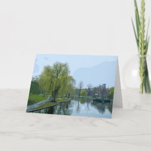 Boston Public Garden Massachusetts Painting Card