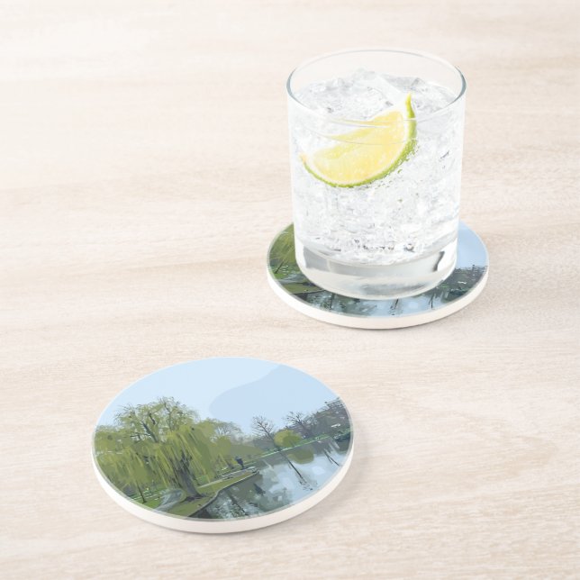 Boston Public Garden Massachusetts Painting Coaster (Side)