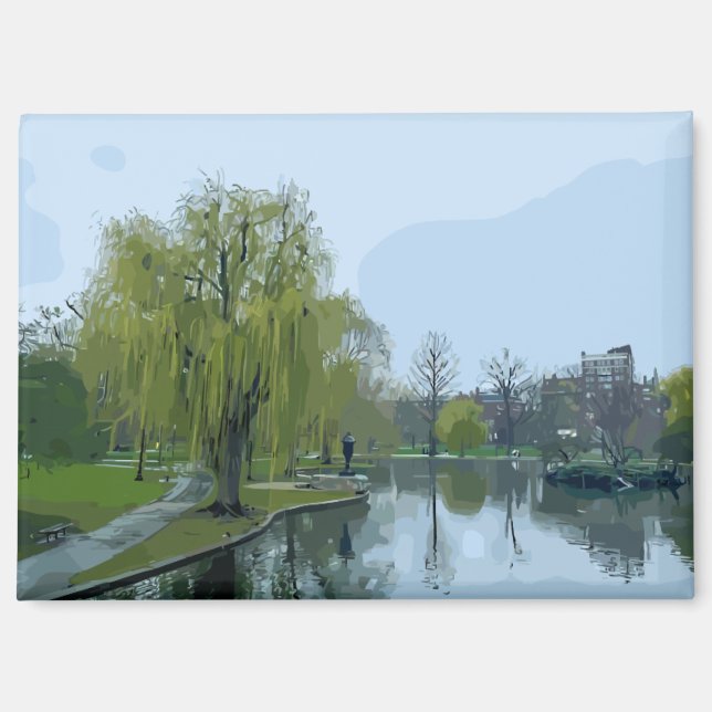 Boston Public Garden Massachusetts Painting Magnet (Front)