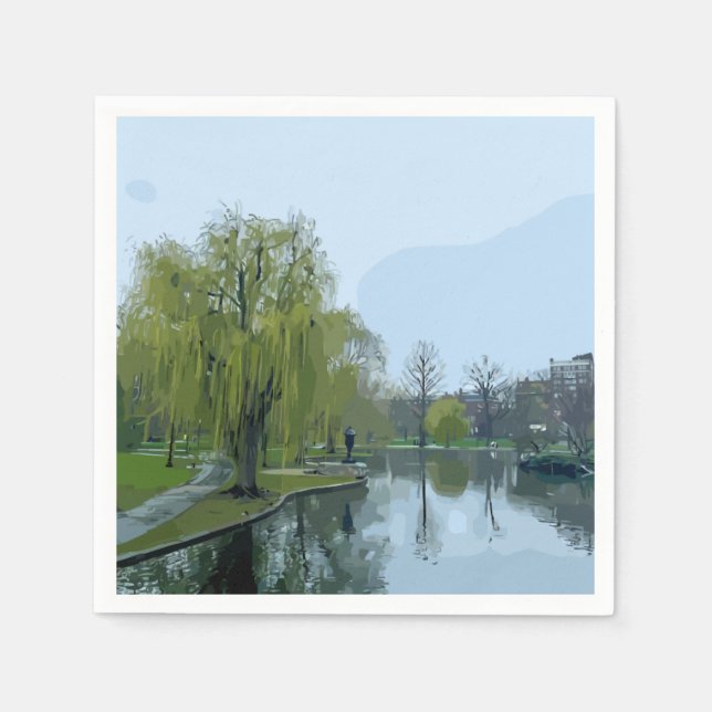 Boston Public Garden Massachusetts Painting Napkin (Front)