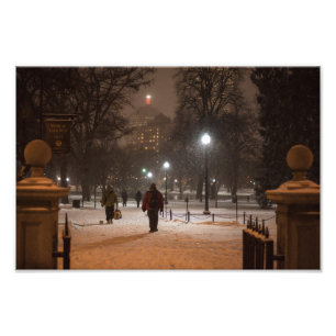 Boston Public Garden Snow Storm MA Massachusetts Photo Print