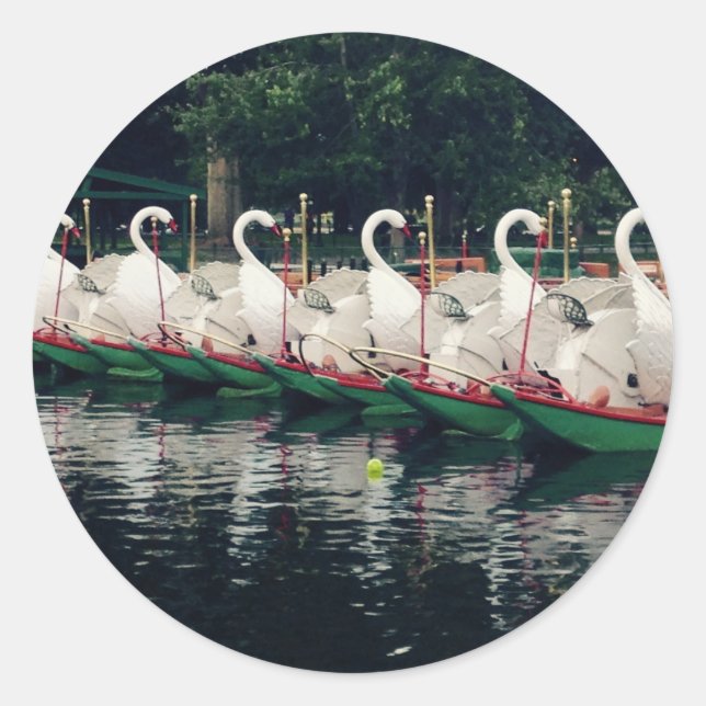 Boston Public Gardens Swan Boats Classic Round Sticker (Front)