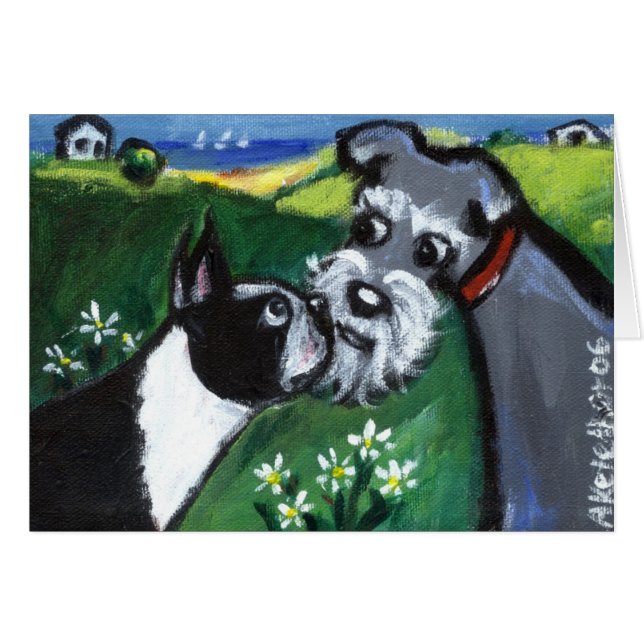 Boston rencontre le schnauzer (Devant horizontal)